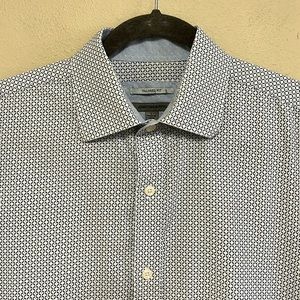 Johnston & Murphy Blue Patterned Long Sleeve Shirt